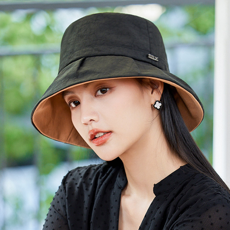 真丝香云纱帽子秋款女渔夫帽可折叠防晒帽春夏女帽太阳帽女款秋季