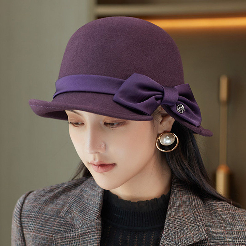 女式帽子时尚潮帽秋季洋气好看的秋冬羊毛礼帽女百搭春秋女帽秋款