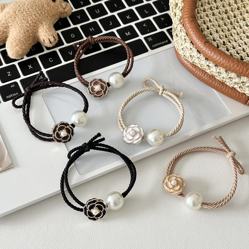 法式气质山茶花头绳发圈高级感高马尾发绳高弹力皮筋扎发女士发饰