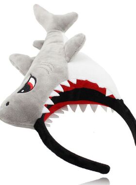 莎莎同款毛绒灰色大头鲨鱼发箍创意搞怪洗脸拍照洗脸发箍头箍头饰