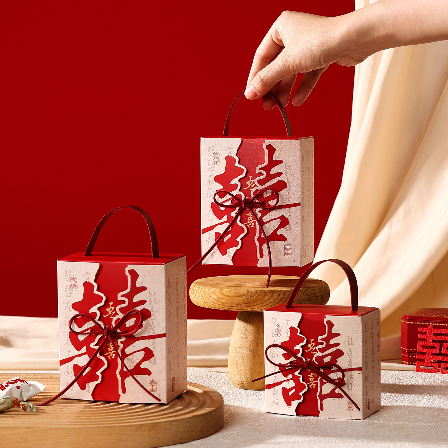 结婚喜糖盒2026新款书法喜糖盒子订婚礼糖果包装盒伴手礼盒子空盒