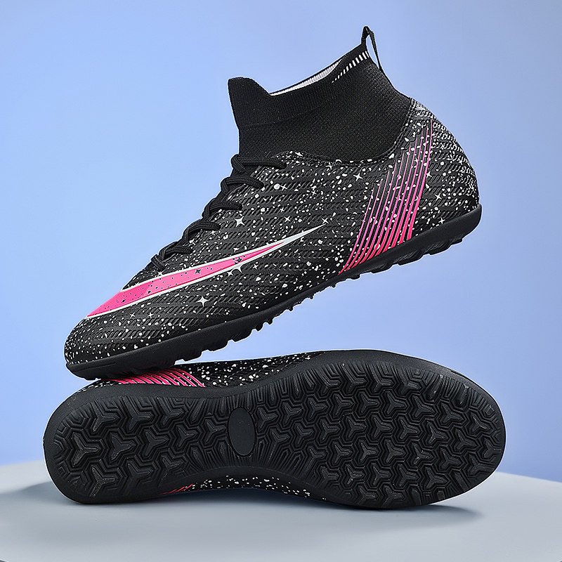 C罗刺客新款高帮足球鞋男款碎钉长钉男女儿童成人防滑比赛训练鞋