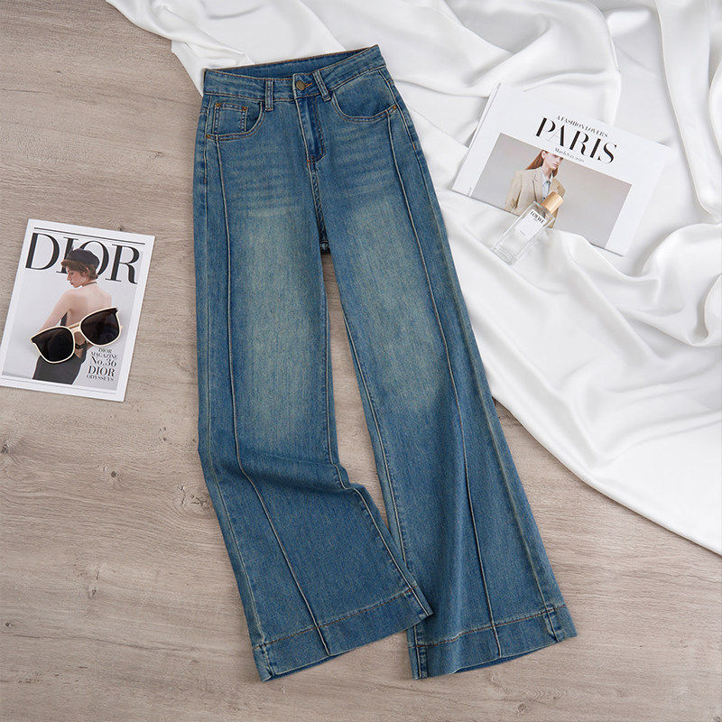 蓝色不贴腿微喇牛仔裤女秋冬加绒胖妹妹mm显瘦梨形身材弹力喇叭裤,个性定制/设计服务/DIY,棉服工装,淘宝优惠券,粉丝福利购,淘宝优惠卷