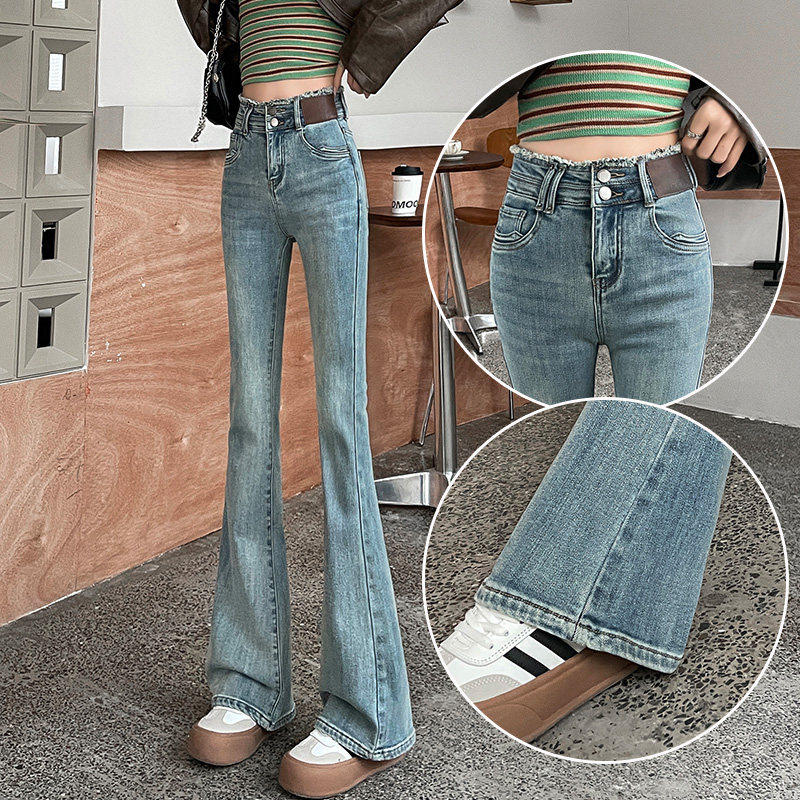 女士喇叭裤修身流苏长裤子2025年新款夏季高腰大尺码胖mm牛仔微喇,个性定制/设计服务/DIY,棉服工装,淘宝优惠券,粉丝福利购,淘宝优惠卷