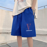 ！22夏季新款宽松大码港风紫色v短裤冰丝短裤DK1611P20，男装牛仔裤，星座508（原C305）