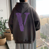 21秋季新款港风紫色V宽松大码OVERSIZE高街休闲连帽卫衣P40-控58，男装卫衣，星座508（原C305）