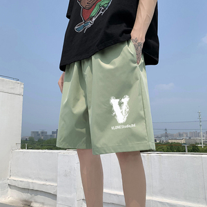 ！22夏季新款宽松大码港风烟雾v短裤冰丝短裤DK1632   P20图片