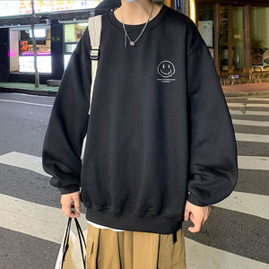 21秋季新款港风外景小圆脸宽松大码oversize加绒圆领卫衣P28-控39