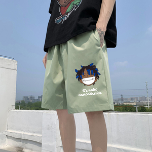 ！22夏季新款宽松大码港风卡通黑人短裤冰丝短裤DK1664  P20图片