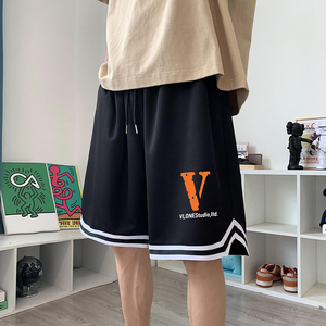 ！22夏季新款宽松大码港风橙v短裤篮球裤DK1912-P25控38图片