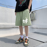 ！22夏季新款宽松大码港风十字图形短裤冰丝短裤DK1603P20，男装牛仔裤，星座508（原C305）