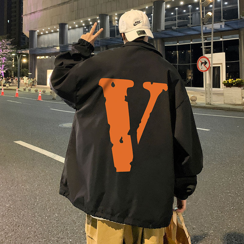2024秋季新款港风外景橙色大V宽松大码休闲教练夹克外套P50-控68,男装夹克,星座508（原C305）