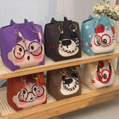 针织手拎包手提袋通勤托特小方包