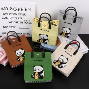 成都大熊猫基地纪念品包包手提斜挎包针织跨包袋2025新款文创周边