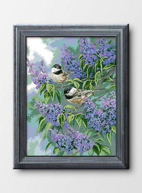 DMC绣线小小鱼精准印花十字绣套件 C1453春天小鸟风景图手工刺绣