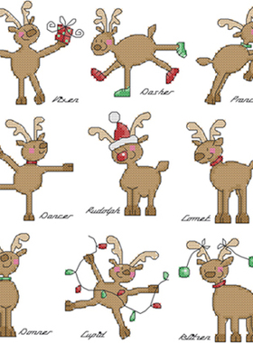 DMC绣线小小鱼十字绣套件Crazy143-3卡通快乐驯鹿简约精准印花