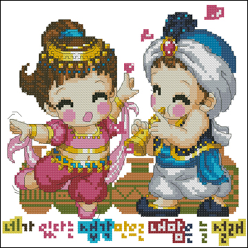 DMC绣线小小鱼十字绣A143手舞足蹈 精准印花可爱卡通刺绣套件