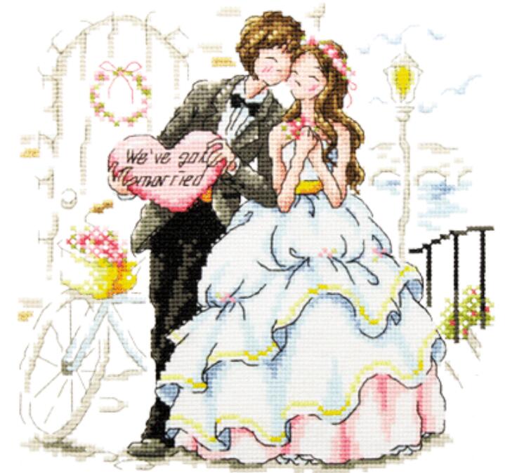 DMC绣线小小鱼十字绣套件 韩式可爱萌版SO3114西式婚礼精准印花