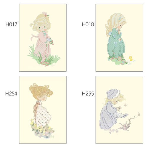 DMC绣线小小鱼十字绣套件H017-255水滴娃娃春夏秋冬四幅可爱女孩