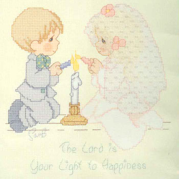 DMC绣线小小鱼H147水滴娃娃天长地久结婚礼精准印花十字绣套件