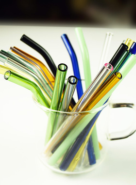 玻璃吸管15CM短款小杯子透明环保耐高温牛奶饮料弯管套装非一次性