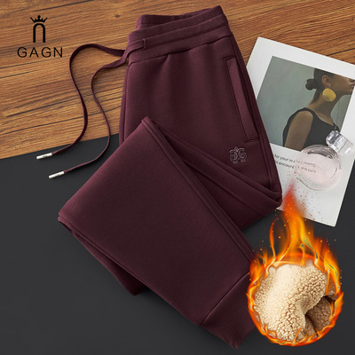2025冬季超厚羊羔绒卫裤女士加绒加厚运动裤束脚哈伦保暖棉裤外穿