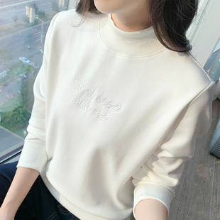 半高领正肩加绒套头卫衣女加厚2025冬季新款摇粒绒内搭保暖长袖女