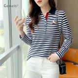 Осенний приятный телу лонгслив, футболка, воротник поло, облегающий крой, коллекция 2023