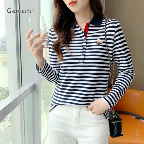 Осенний приятный телу лонгслив, футболка, воротник поло, облегающий крой, коллекция 2023