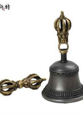 特卖高档 密宗供具尼泊尔手工靑铜金刚杵金刚铃 九股金刚铃杵新款