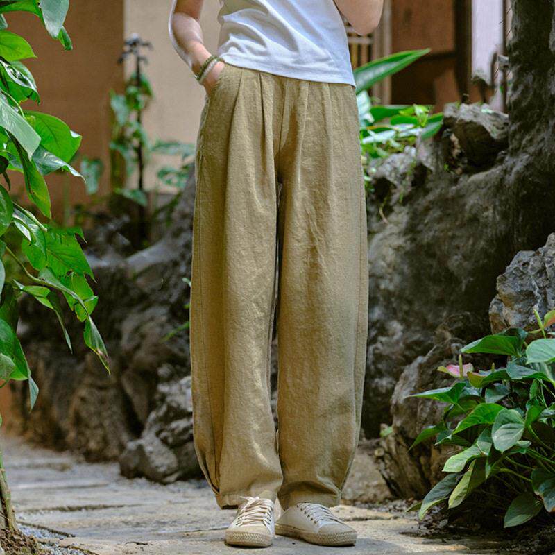 特卖春夏季新款亚麻女裤中国风佛系禅意打坐禅修裤大码宽松显瘦居