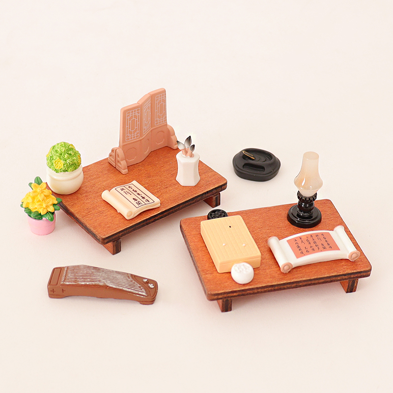 仿真微缩迷你书桌毛笔装饰品摆件