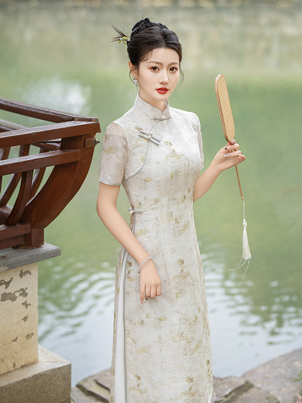 奥黛旗袍连衣裙国风2024年新款夏款古风新式裙子日常改装夏年轻款