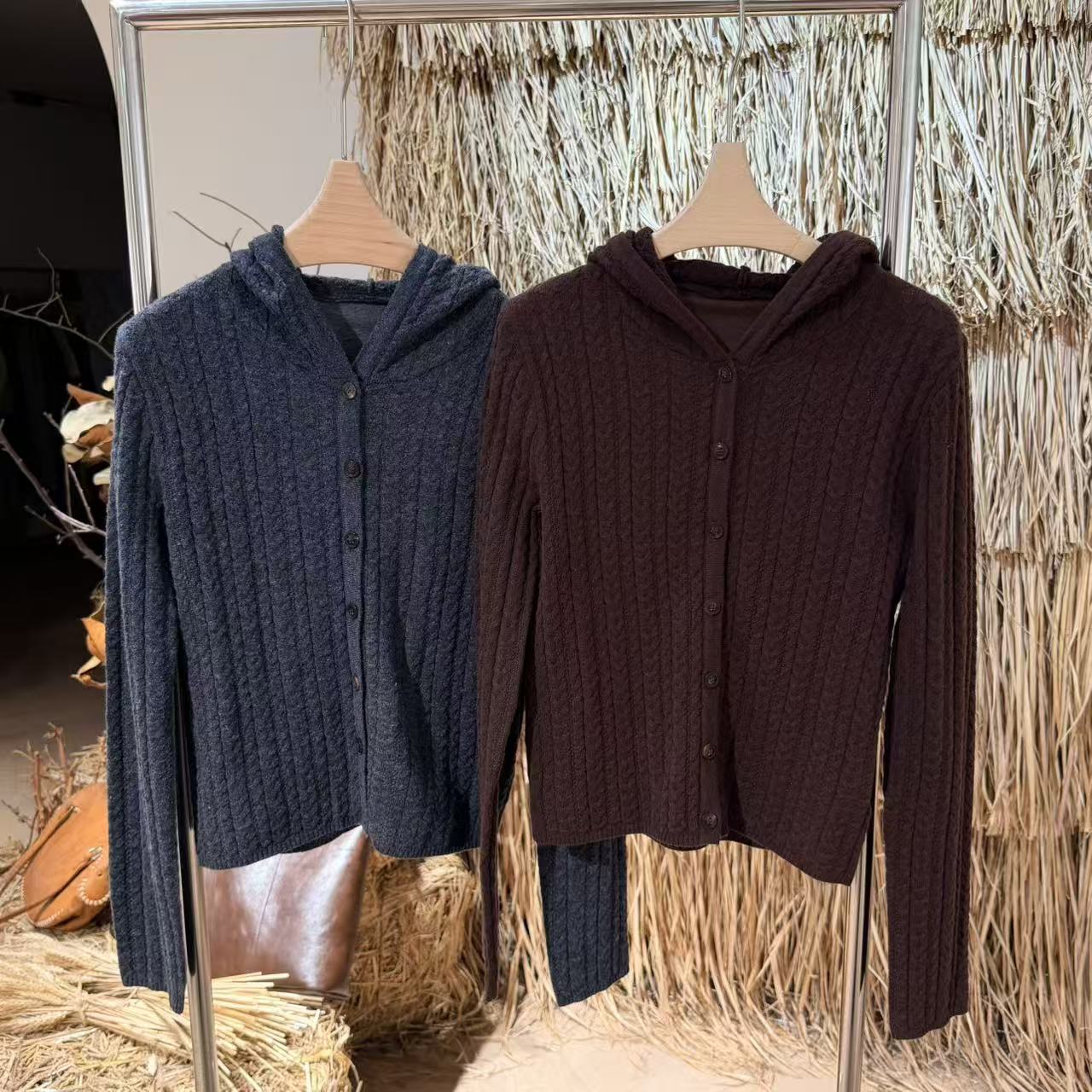 南油原创设计师品牌特价含羊毛连帽开衫