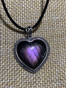 拉长石吊坠925银镶嵌手工包边工艺芬兰料印度灰月光闪光石爱彩蓝