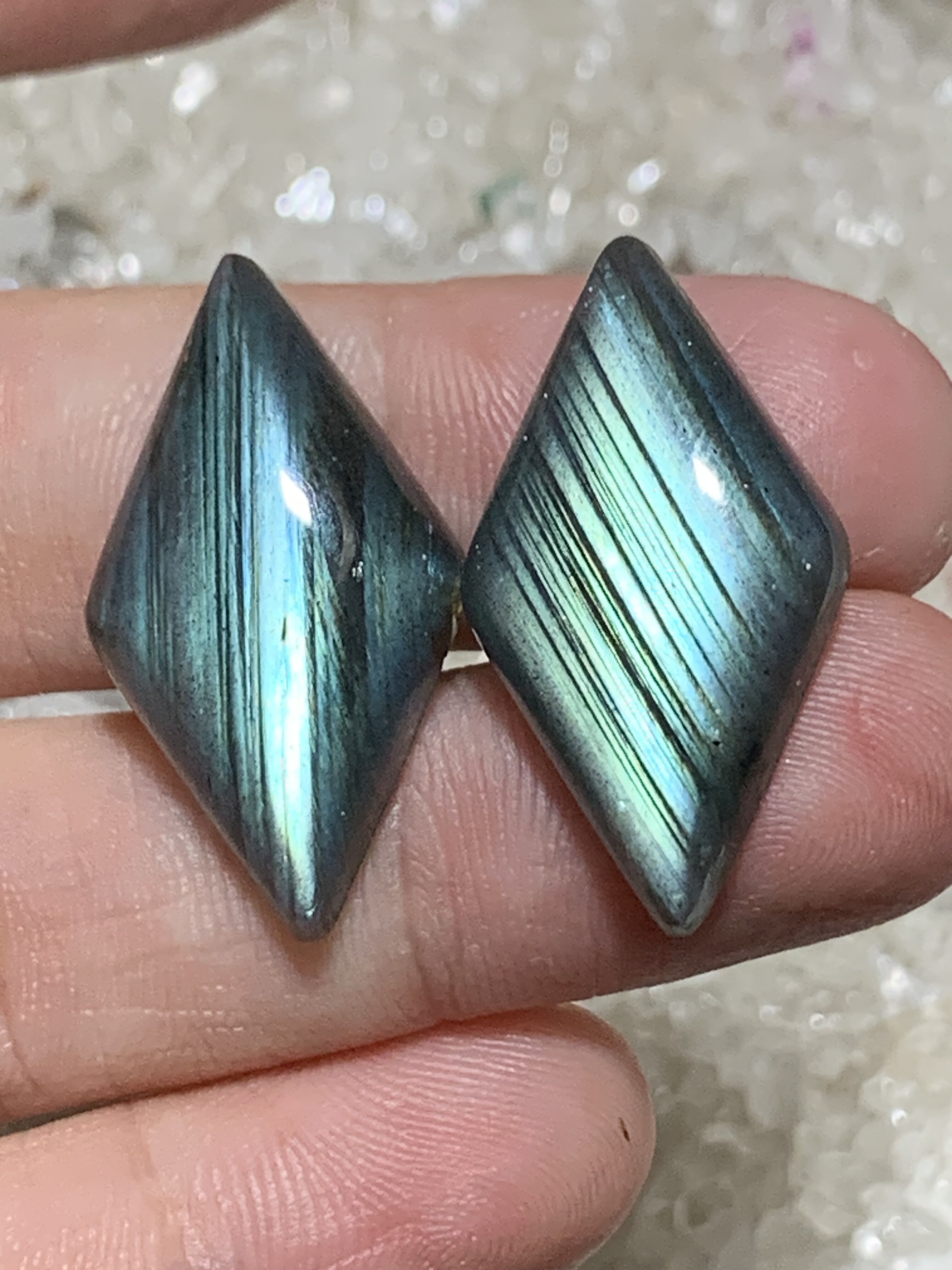 拉长石吊坠饰品菱形26.8*14.8方块手工DIY天然灰月光紫彩蓝黄金绿