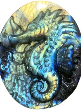 海马吊坠拉长石海底世界饰品水晶