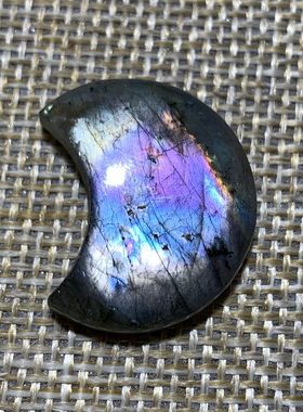 拉长石吊坠月亮15裸石蓝光彩虹光镶嵌绕线小滴编绳手工diy灰月光