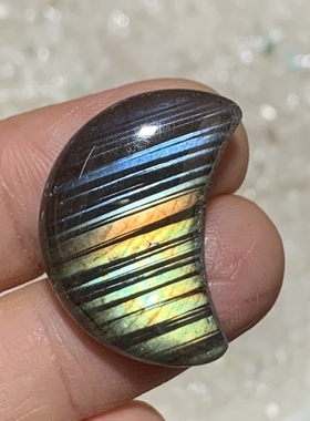 拉长石吊坠月亮25裸石蓝光彩虹光镶嵌绕线小滴编绳手工diy灰月光