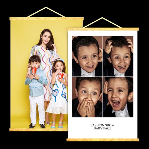 定制儿童婚纱明星照片实木挂轴