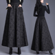 国风黑色浮雕提花阔腿裤 显瘦大摆伞裙休闲裙裤 女2025春秋新款 大码