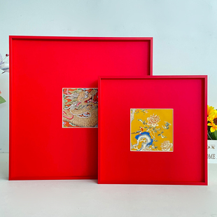 红色装裱红色铝合金相框空框挂墙窄边画框装裱带卡纸留白拼图框