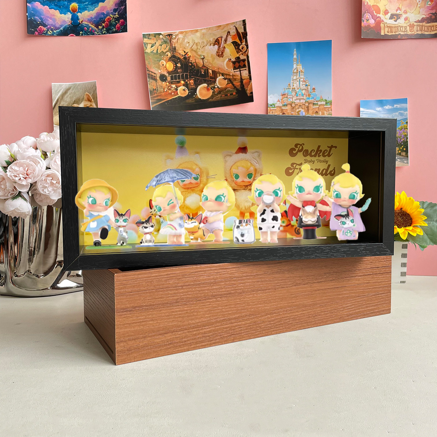 泡泡马特喵趣横生系列盲盒展示收纳相框抽拉款收纳展示盒展示框