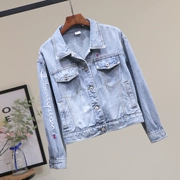 Áo khoác denim nữ xu hướng lỏng lẻo phiên bản Hàn Quốc 2019 xuân hè mới áo khoác đỏ lưới sinh viên áo sơ mi nữ ngắn bf nữ - Áo khoác ngắn