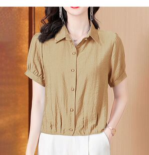 短袖 冰丝t恤女2023年新款 女装 夏季 抖音爆款 雪纺衬衫 洋气春装 薄款
