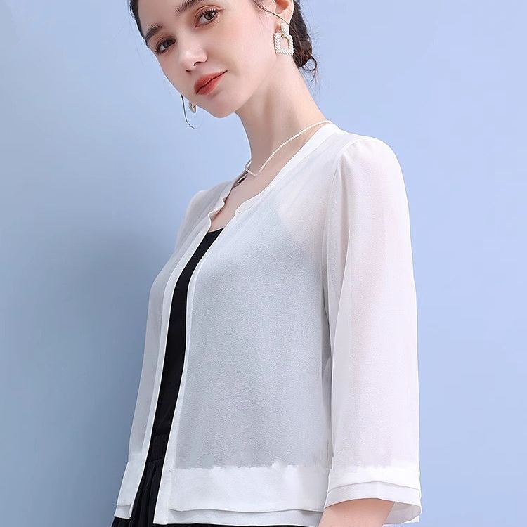 雪纺小披肩女夏季搭配吊带裙子的