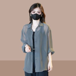 薄款 雪纺衬衫 防晒衣女外穿长袖 新潮爆款 洋气质感宽松潮 防晒衣夏季