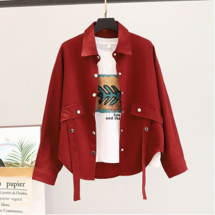 设计感小众大码女装外套蝙蝠袖宽松衬衫长袖秋季新款百搭遮肉上衣