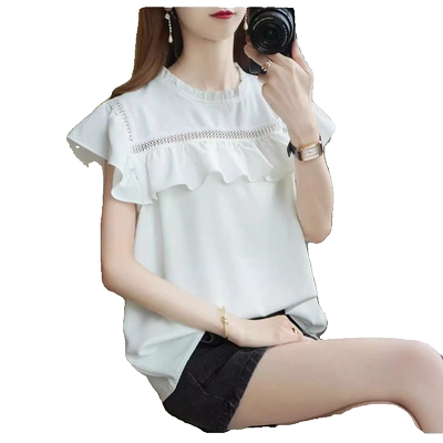 欧美风荷叶边无袖欧美风宽松大码