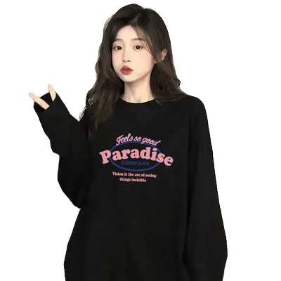 长袖t恤新款宽松字母印花